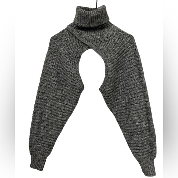 ZARA Gray Marl Turtleneck Arm Warmer / Sleeve Scarf – Size M - Picture 4 of 8